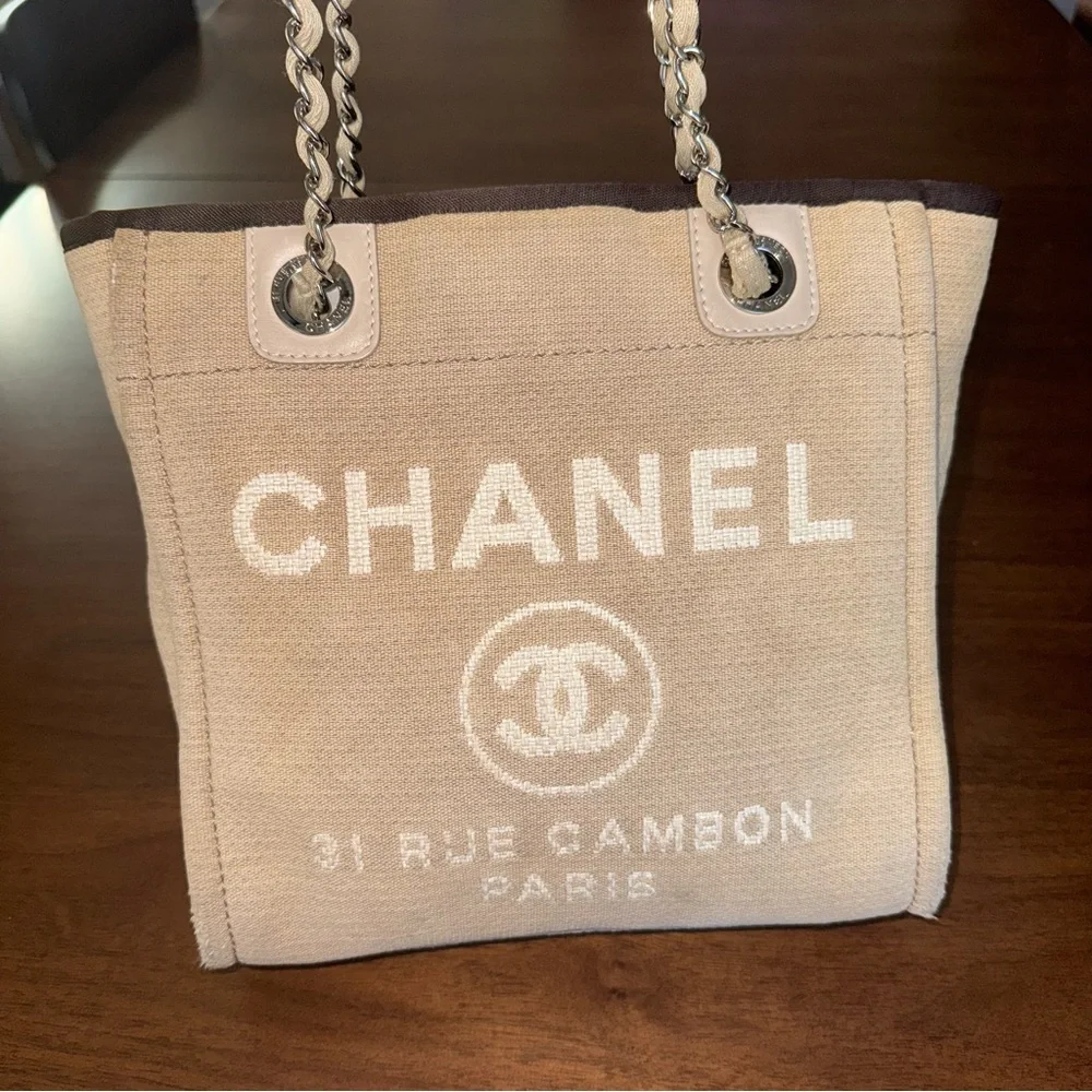 CHANEL Mini Deauville Canvas Tote | 100% Authentic - Picture 1 of 14